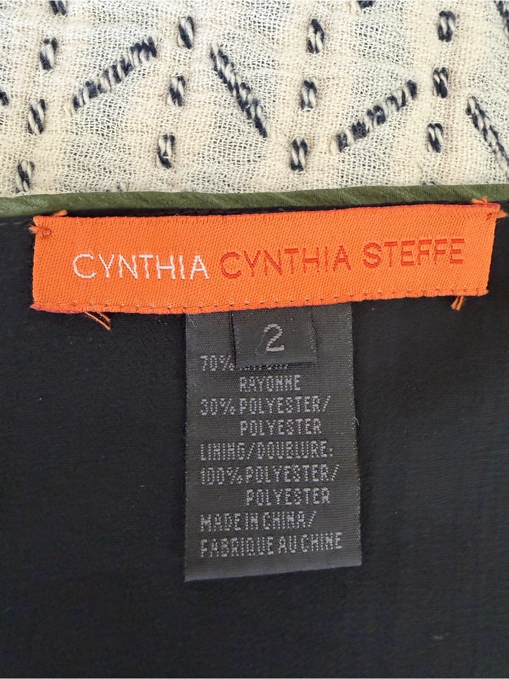 Cynthia Steffe Olive & Black V-Neck Floral Cocktail Dress - Picture 3 of 8